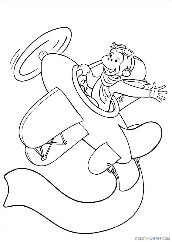 Curious George Coloring Pages Cartoons Curious George Airplane Printable 2020 1911 Coloring4free