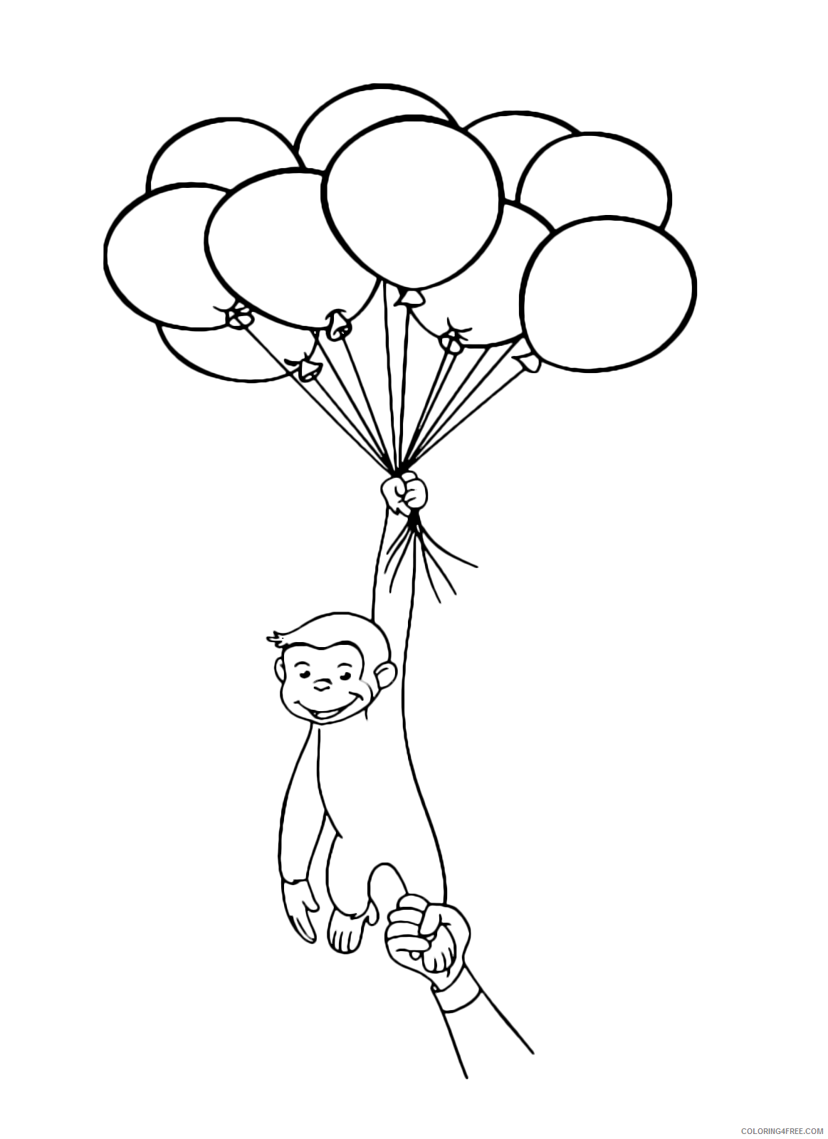 Curious George Coloring Pages Cartoons Curious George Balloon Printable 2020 1903 Coloring4free