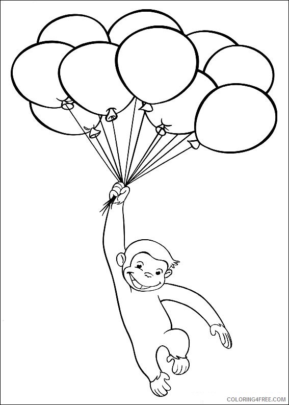 Curious George Coloring Pages Cartoons Curious George Balloons Printable 2020 1912 Coloring4free