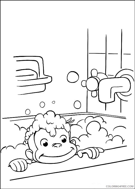Curious George Coloring Pages Cartoons Curious George Bath Time Printable 2020 1913 Coloring4free