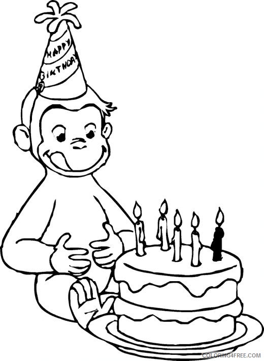 Curious George Coloring Pages Cartoons Curious George Birthday Printable 2020 1904 Coloring4free