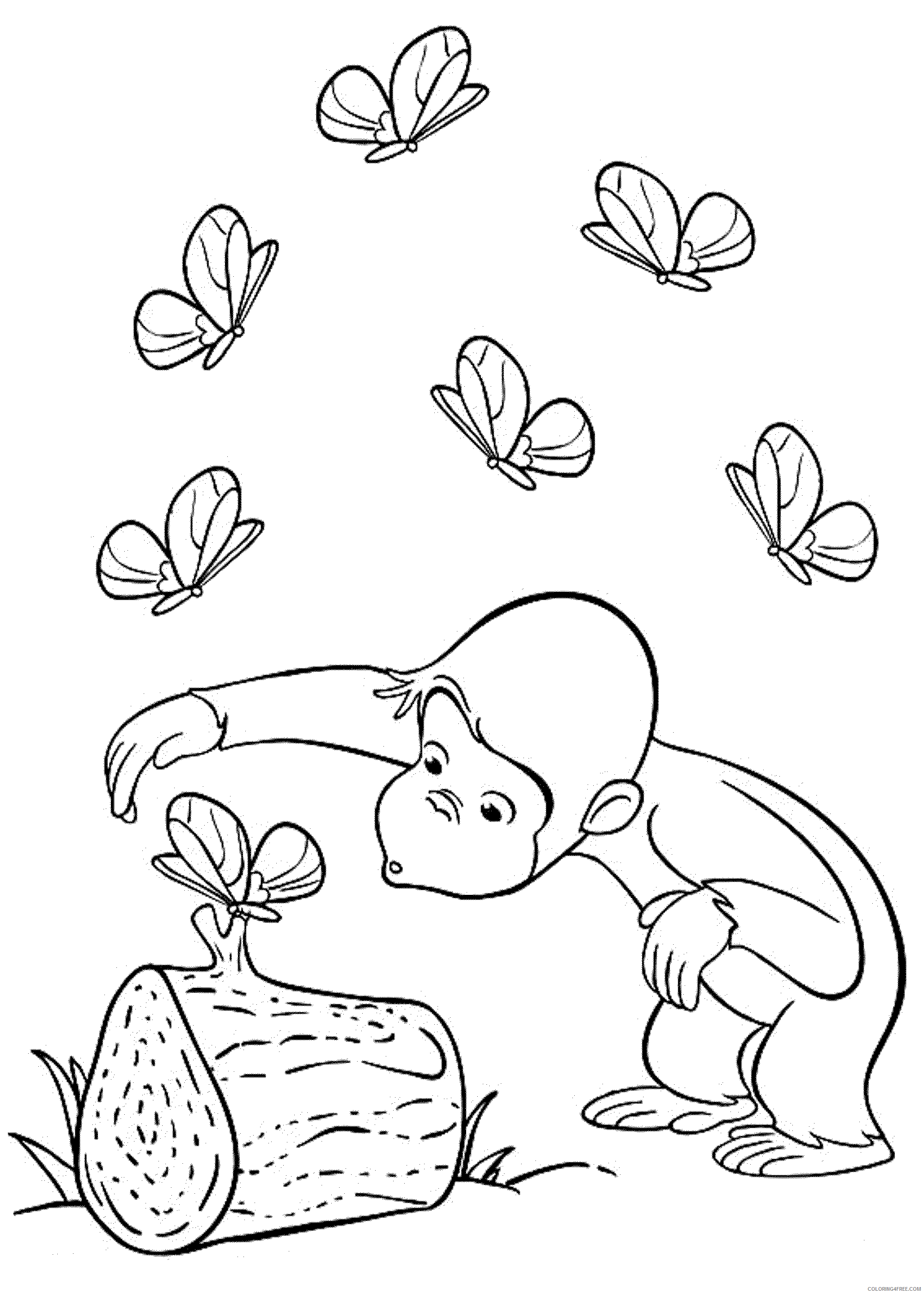 Curious George Coloring Pages Cartoons Curious George Butterflies Printable 2020 1914 Coloring4free
