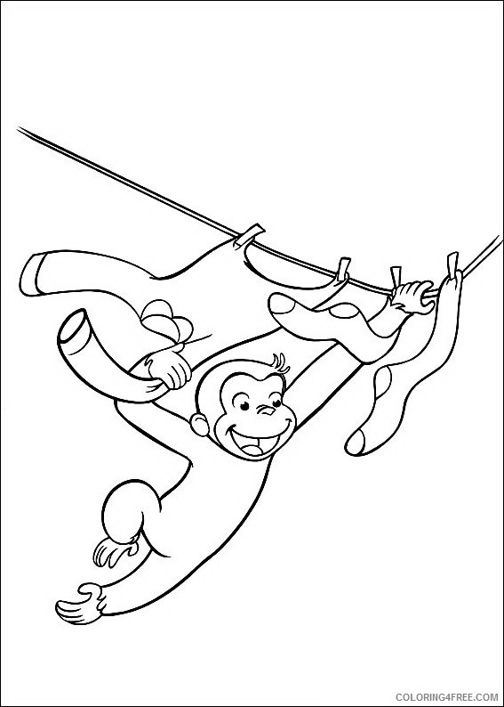 Curious George Coloring Pages Cartoons Curious George Clothesline Printable 2020 1915 Coloring4free