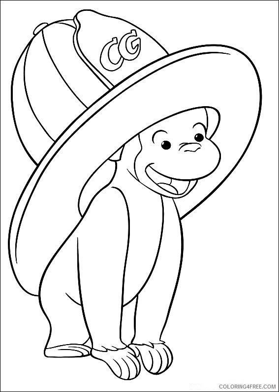 Curious George Coloring Pages Cartoons Curious George Firemans Hat Printable 2020 1917 Coloring4free