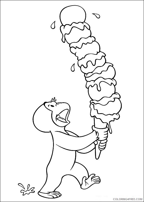 Curious George Coloring Pages Cartoons Curious George Ice Cream Printable 2020 1925 Coloring4free