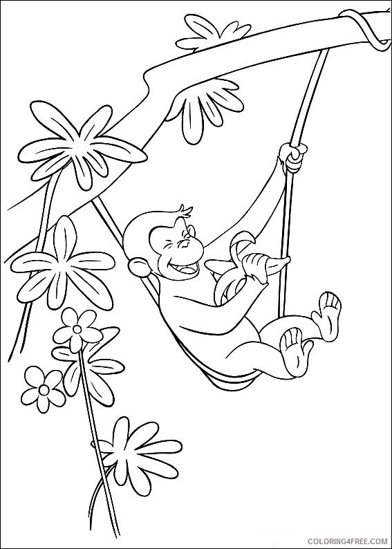 Curious George Coloring Pages Cartoons Curious George Trees Printable 2020 1933 Coloring4free