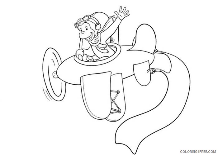 Curious George Coloring Pages Cartoons Curious George plane Printable 2020 1947 Coloring4free