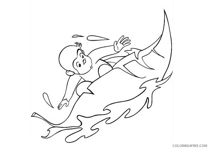 Curious George Coloring Pages Cartoons Curious George playing Printable 2020 1948 Coloring4free