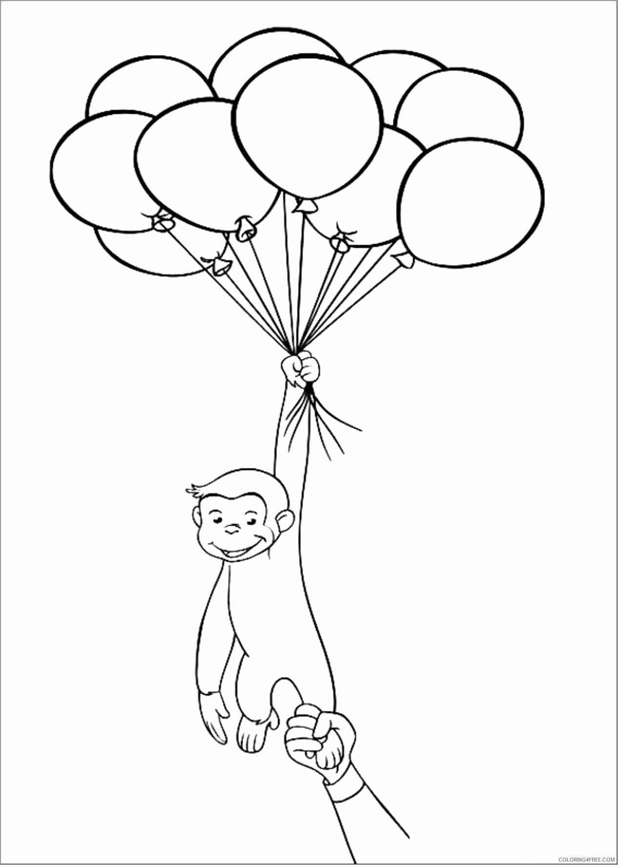 Curious George Coloring Pages Cartoons curious george with balloon unsmushed Printable 2020 1950 Coloring4free