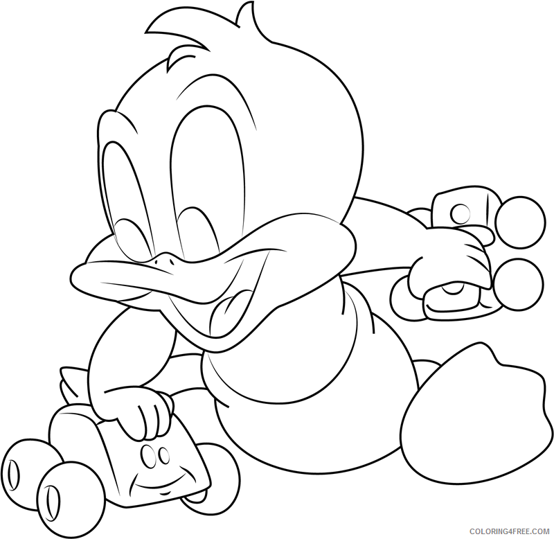 Daffy Duck Coloring Pages Cartoons 1531449939_baby daffy playing cars a4 Printable 2020 1968 Coloring4free