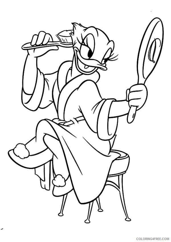 Daisy Duck Coloring Pages Cartoons Daisy Duck Combing Her Hair Printable 2020 2002 Coloring4free Coloring4free Com