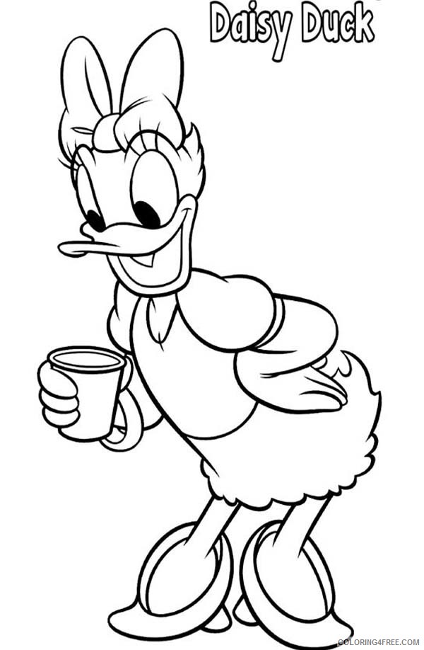 Daisy Duck Coloring Pages Cartoons Daisy Duck Holding a Glass of Coffee Printable 2020 2006 Coloring4free