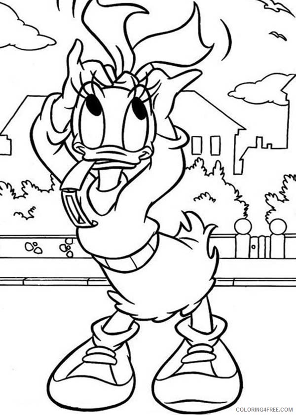 Daisy Duck Coloring Pages Cartoons Daisy Duck Ribbon Blow by the Wind Printable 2020 2010 Coloring4free