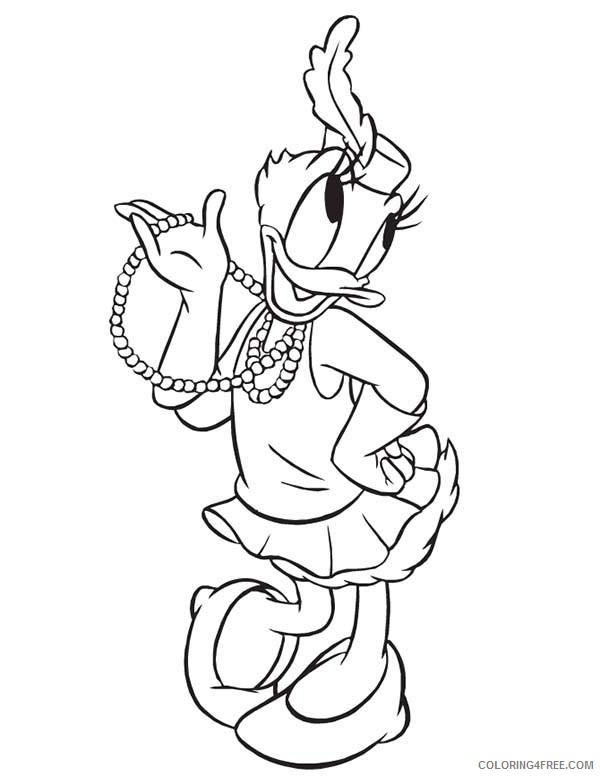 Daisy Duck Coloring Pages Cartoons Daisy Duck Wearing Pearl Necklace Printable 2020 2014 Coloring4free