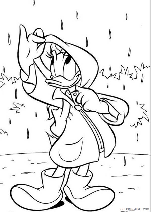 Daisy Duck Coloring Pages Cartoons Daisy Duck Wearing Rain Coat on Rainy Day Printable 2020 2015 Coloring4free