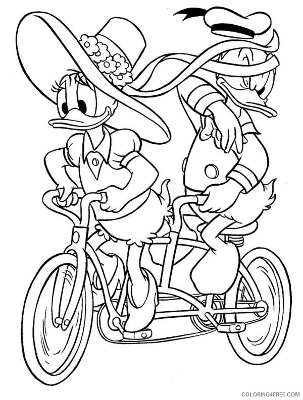 Daisy Duck Coloring Pages Cartoons Daisy Duck and Donald Duck Ride a Bicycle Together Printable 2020 1988 Coloring4free