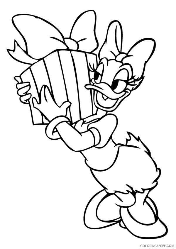 Daisy Duck Coloring Pages Cartoons Daisy Duck is Happy She Got a Present Printable 2020 2007 Coloring4free