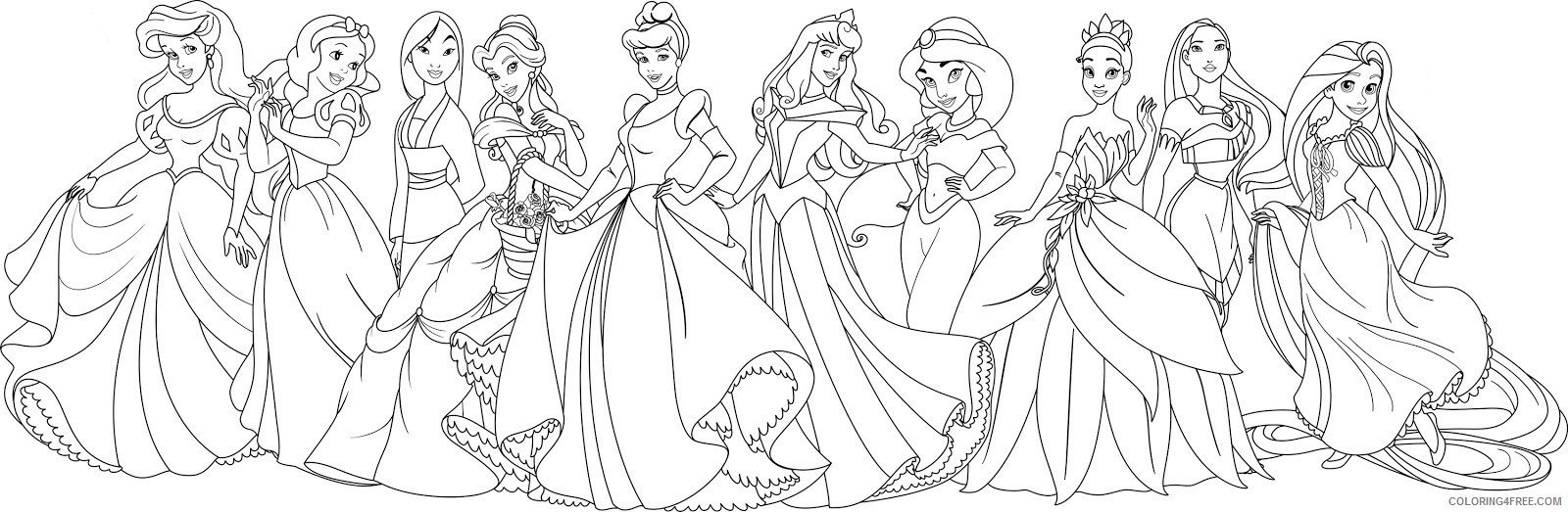 Disney Princess Coloring Pages Cartoons Disney Princess for Adults Printable 2020 2382 Coloring4free