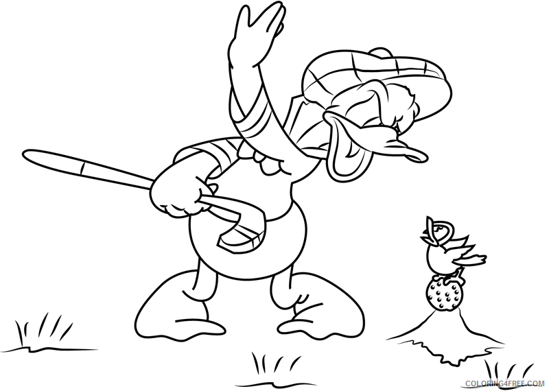 Donald Duck Coloring Pages Cartoons 1532316730_donald duck playing golf a4 Printable 2020 2498 Coloring4free