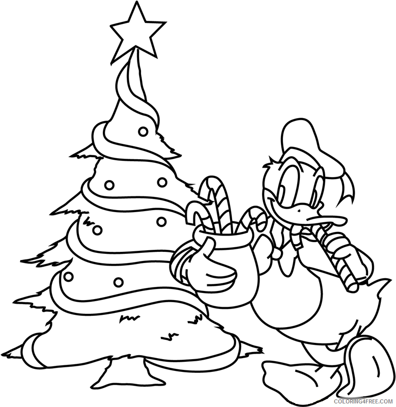 Donald Duck Coloring Pages Cartoons 1532317228_donald duck with christmas tree a4 Printable 2020 2499 Coloring4free