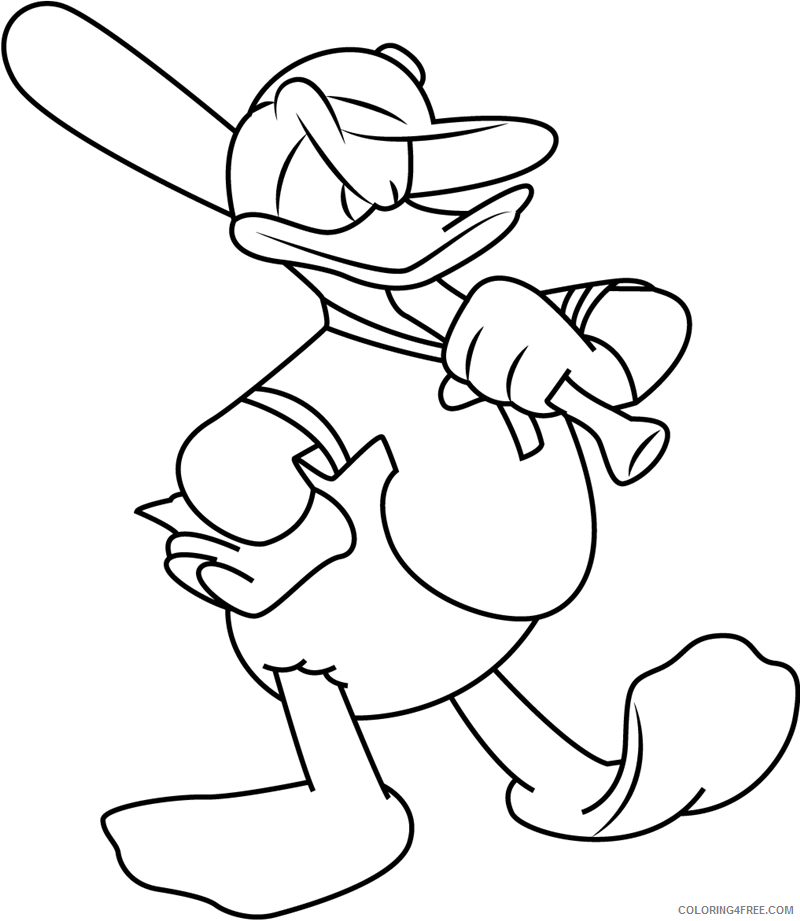 Donald Duck Coloring Pages Cartoons 1532317487_donald duck playing baseball a4 Printable 2020 2501 Coloring4free