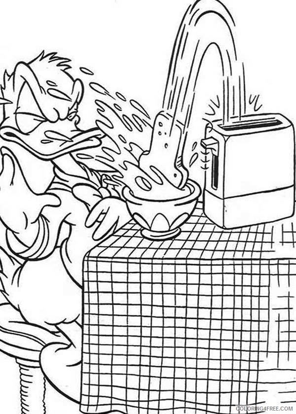 Donald Duck Coloring Pages Cartoons Donald Duck Have Toast for His Breakfast Printable 2020 2599 Coloring4free