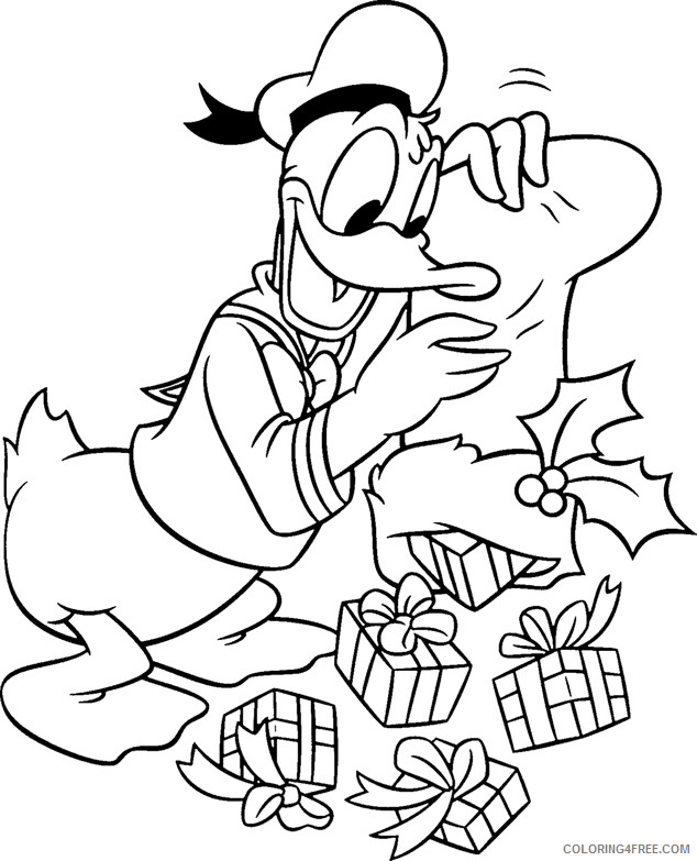 Donald Duck Coloring Pages Cartoons Donalds Gifts Disney Christmas Printable 2020 2603 Coloring4free