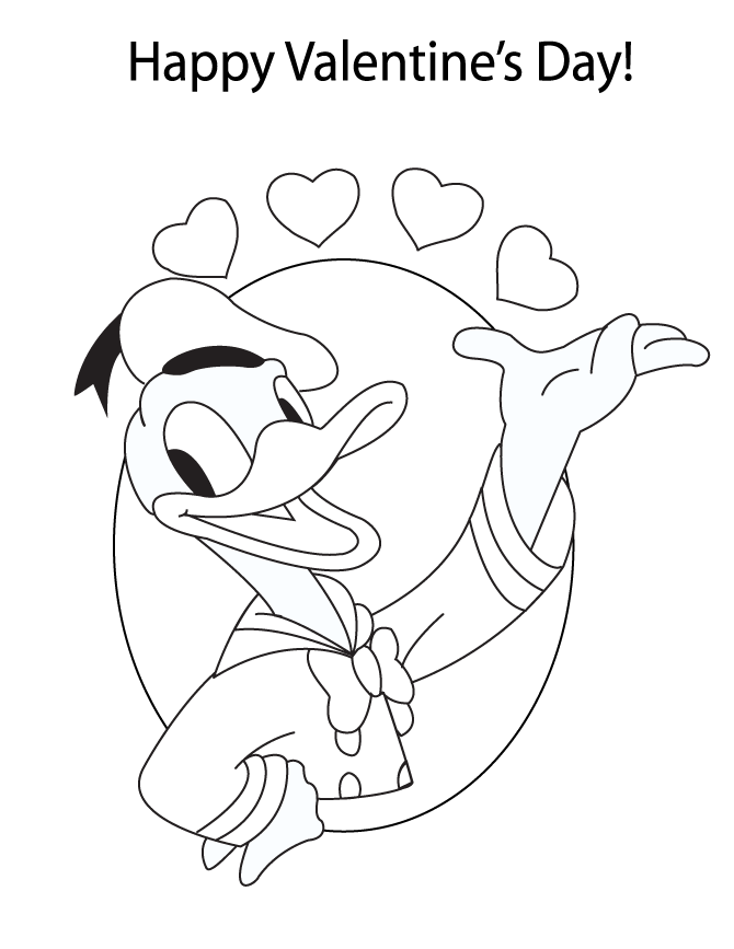 Donald Duck Coloring Pages Cartoons Happy Valentines Day Donald Duck Printable 2020 2609 Coloring4free