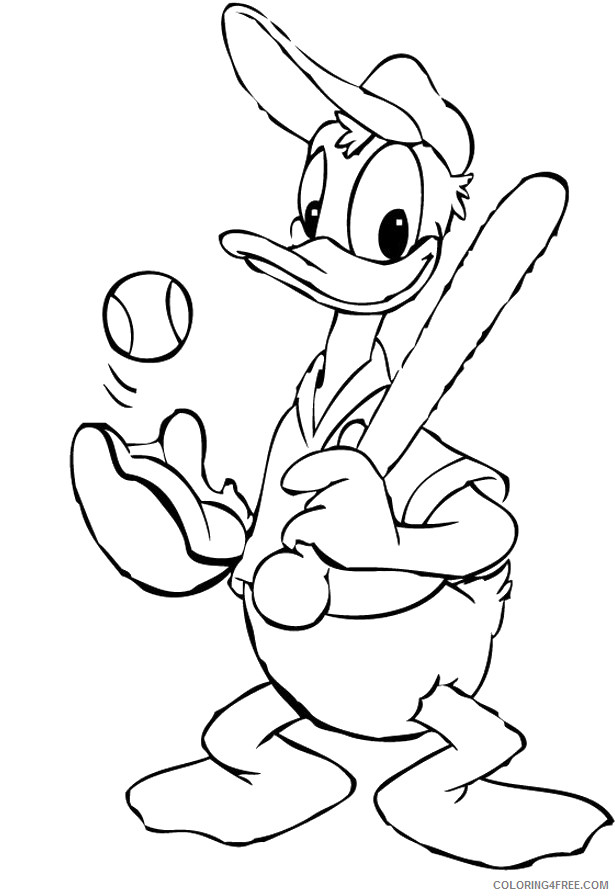 Donald Duck Coloring Pages Cartoons baseball donald duck Printable 2020 2506 Coloring4free