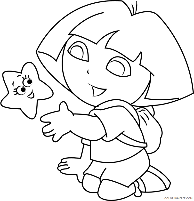 Dora the Explorer Coloring Pages Cartoons 1531187648_dora with cartoon star a4 Printable 2020 2612 Coloring4free