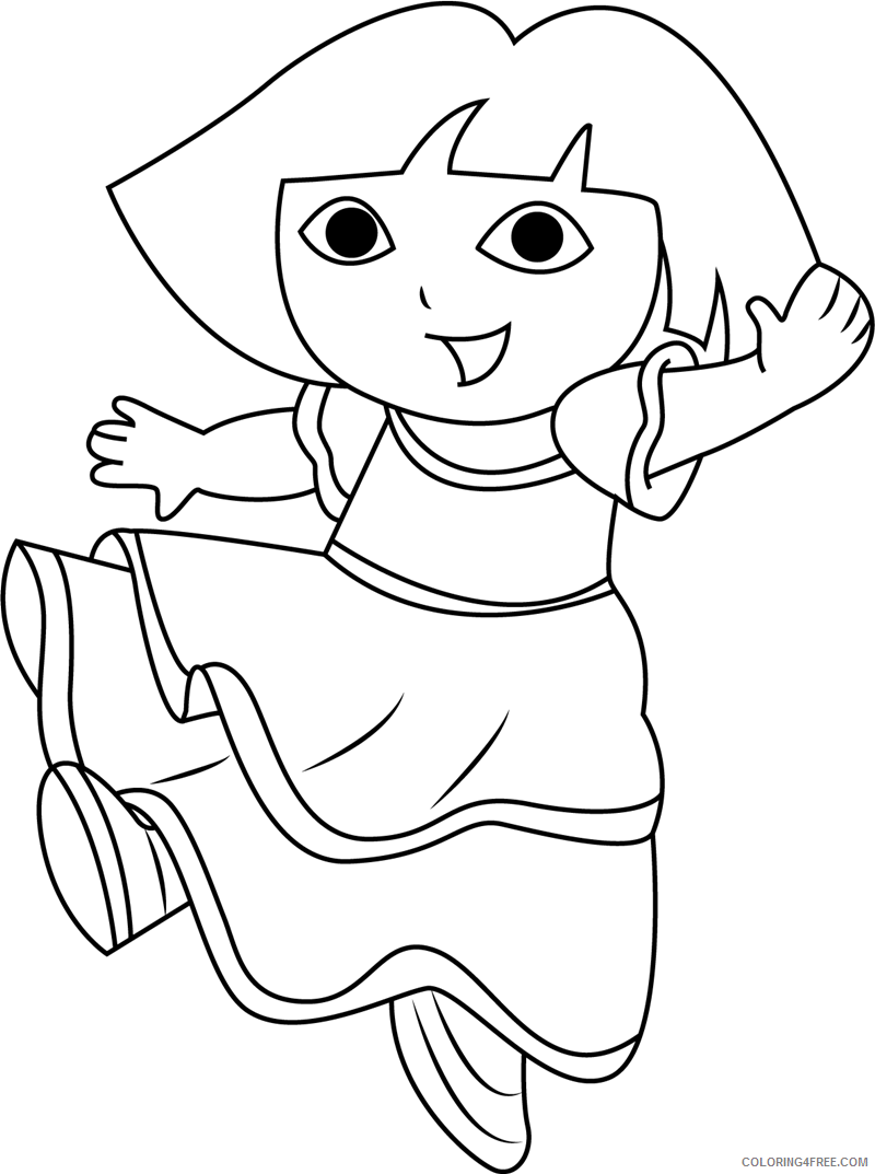 Dora the Explorer Coloring Pages Cartoons 1531188469_happy dora dancing a4 Printable 2020 2617 Coloring4free