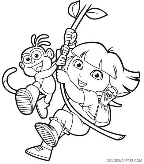 Dora the Explorer Coloring Pages Cartoons 1533088855_happy dora and boots a4 Printable 2020 2619 Coloring4free