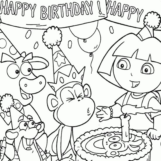 Dora the Explorer Coloring Pages Cartoons Dora Birthday Printable 2020 2646 Coloring4free
