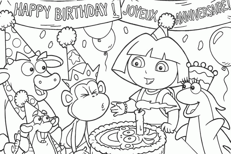 Dora the Explorer Coloring Pages Cartoons Dora The Explorer Birthday Printable 2020 2664 Coloring4free