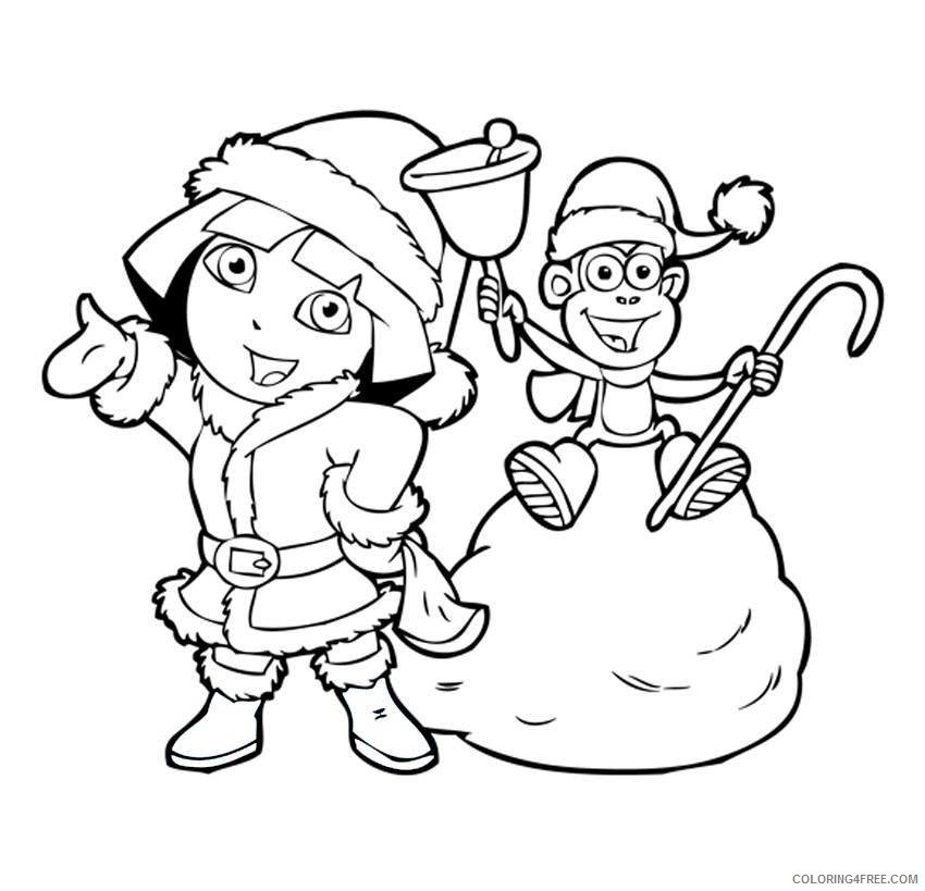 Dora the Explorer Coloring Pages Cartoons Dora The Explorer Christmas Printable 2020 2665 Coloring4free