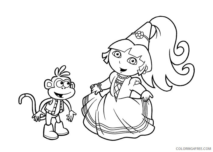 Dora the Explorer Coloring Pages Cartoons Dora fairytale princess Printable 2020 2661 Coloring4free