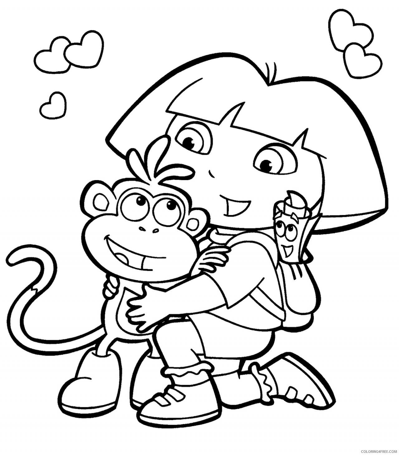 Dora the Explorer Coloring Pages Cartoons Dora for Kids Printable 2020 2647 Coloring4free