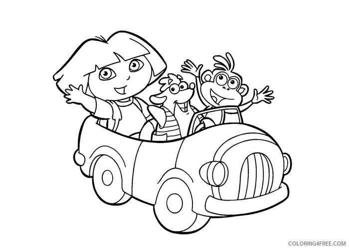 Dora the Explorer Coloring Pages Cartoons Dora tico car Printable 2020 2701 Coloring4free