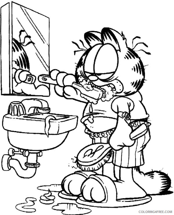 Garfield Coloring Pages Cartoons Garfield Health Tooth Brushing Printable 2020 2855 Coloring4free