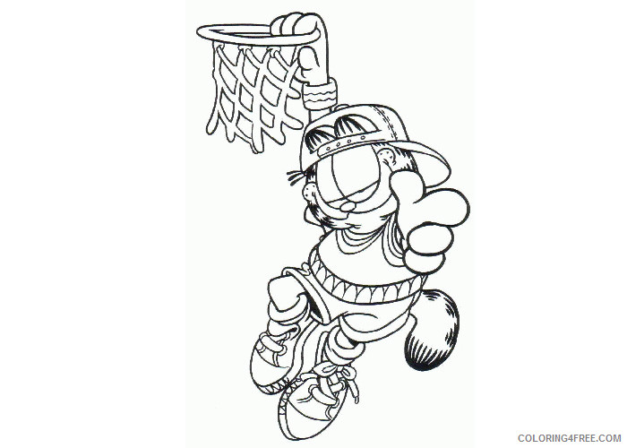 Garfield Coloring Pages Cartoons Garfield basketball Printable 2020 2803 Coloring4free