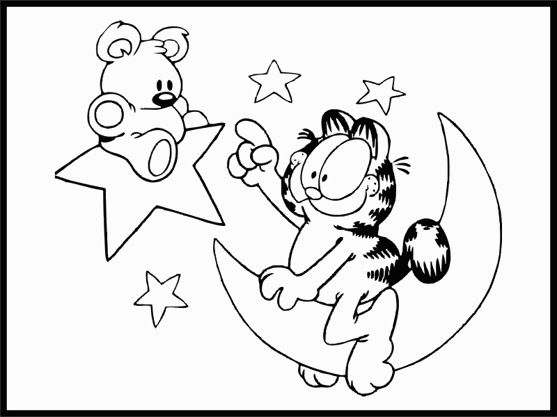 Garfield Coloring Pages Cartoons garfield and pooky bear star moon Printable 2020 2795 Coloring4free
