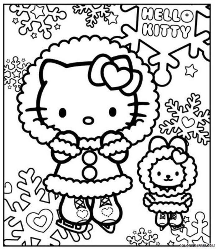 Hello Kitty Coloring Pages Cartoons Cute Hello Kitty Ice Skating Printable 2020 3149 Coloring4free