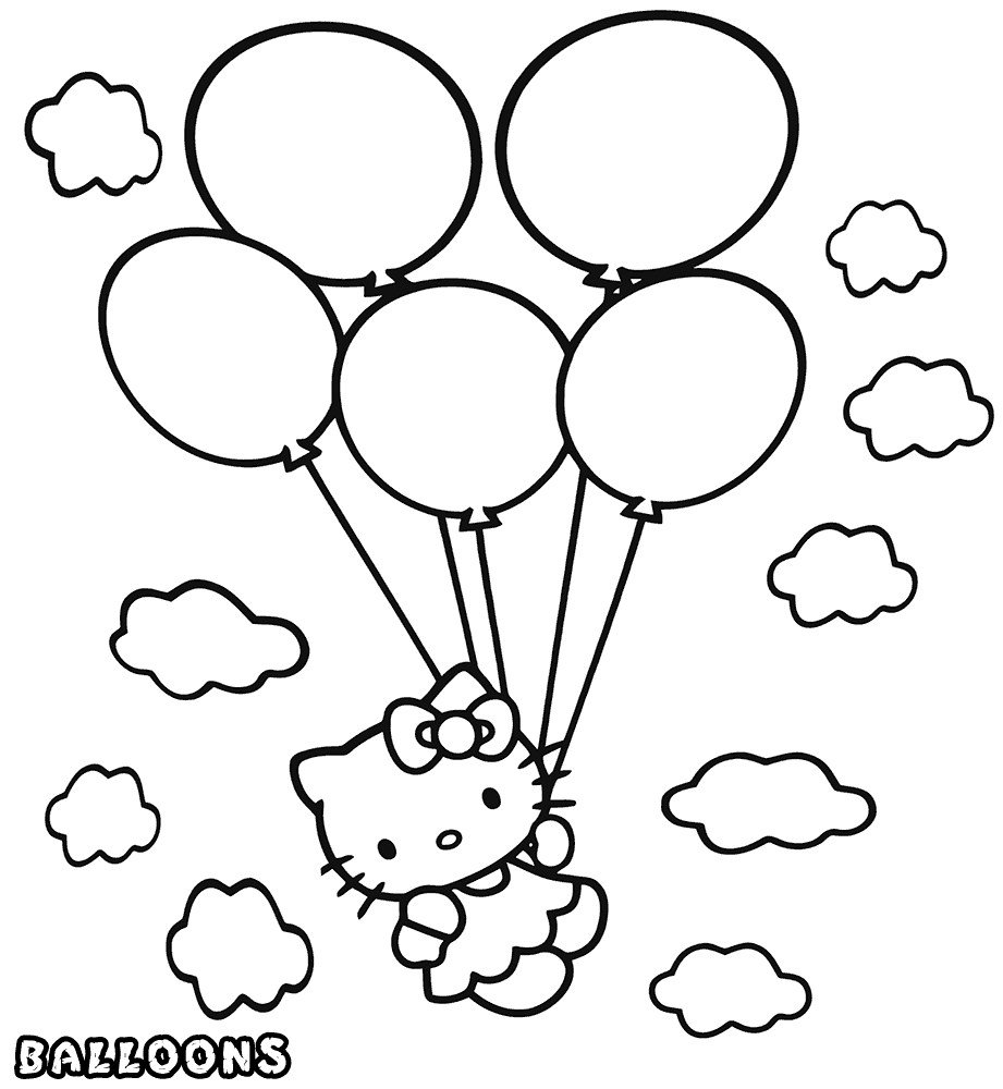 Hello Kitty Coloring Pages Cartoons Hello Kitty Balloons Printable 2020 3220 Coloring4free