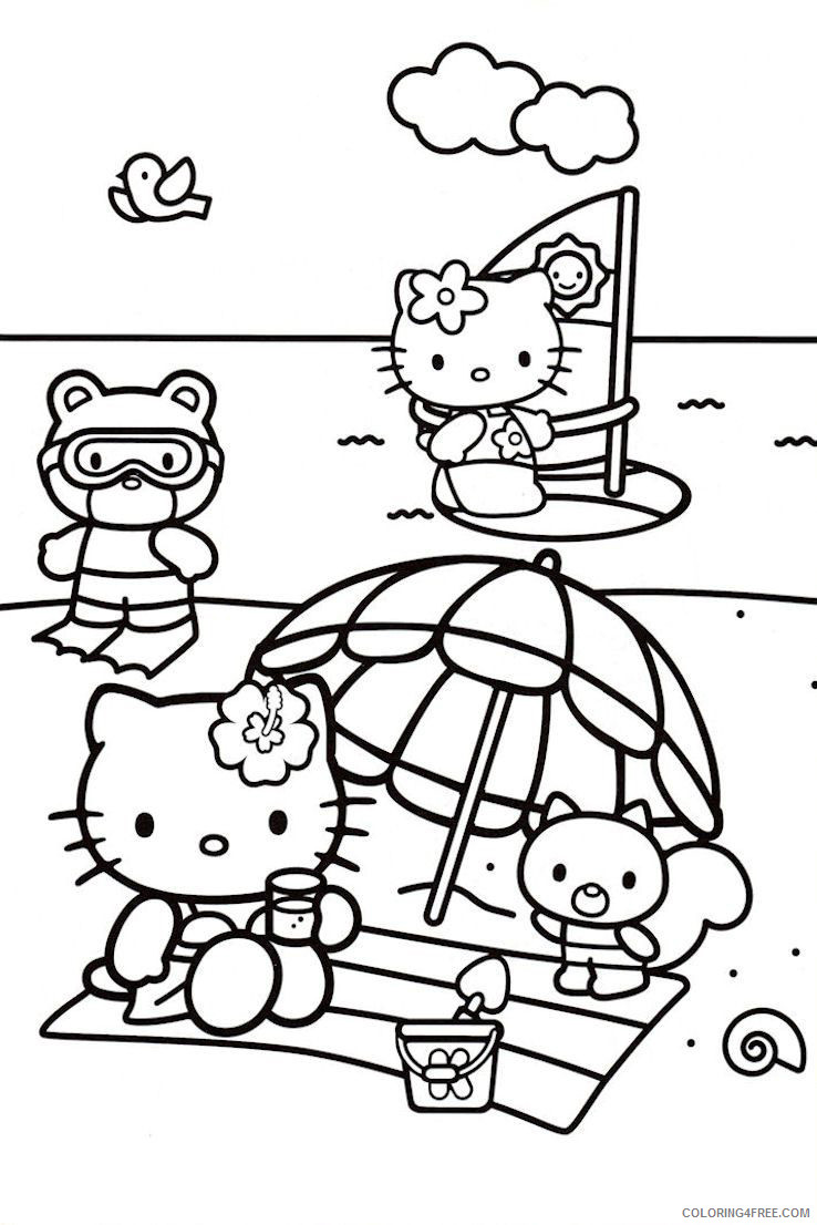 Hello Kitty Coloring Pages Cartoons Hello Kitty Beach Printable 2020 3221 Coloring4free