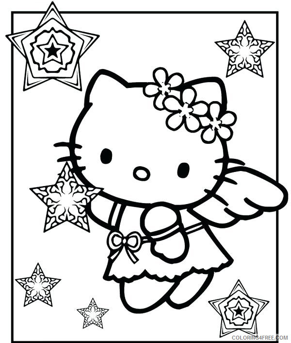 Hello Kitty Coloring Pages Cartoons Hello Kitty Christmas Angel Printable 2020 3225 Coloring4free