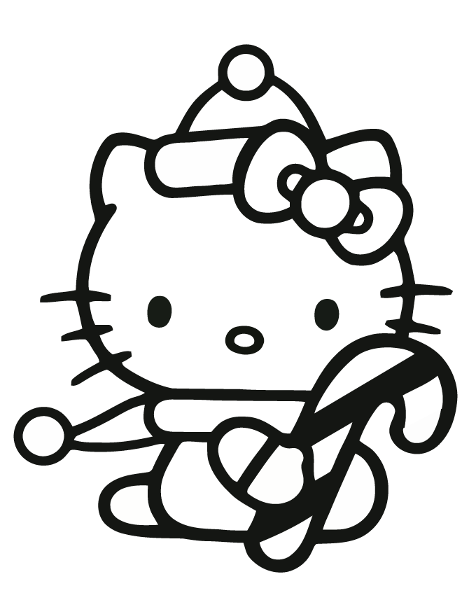 Hello Kitty Coloring Pages Cartoons Hello Kitty Christmas Candy Cane Printable 2020 3226 Coloring4free Coloring4free Com