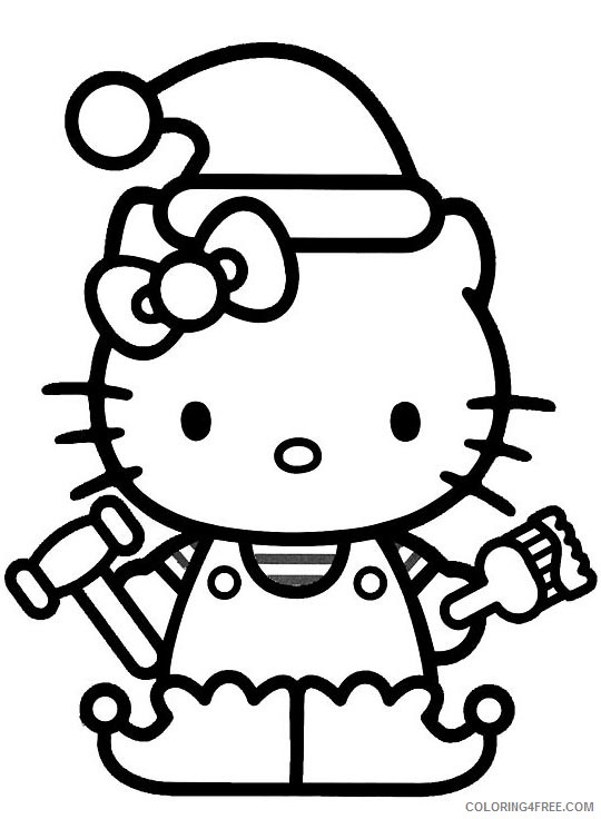 Hello Kitty Coloring Pages Cartoons Hello Kitty Christmas Elf Printable 2020 3232 Coloring4free