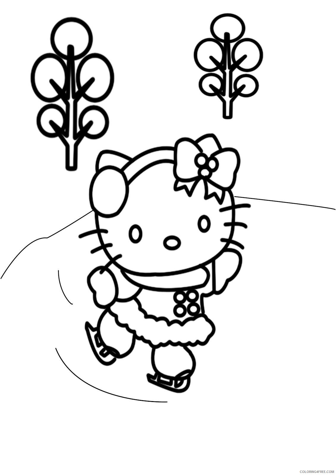 Hello Kitty Coloring Pages Cartoons Hello Kitty Christmas Skating Printable 2020 3234 Coloring4free