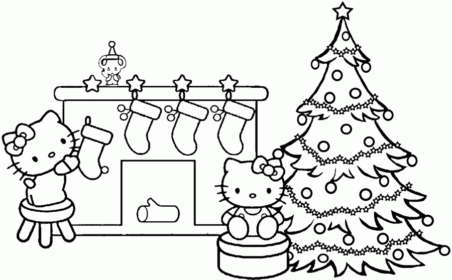Hello Kitty Coloring Pages Cartoons Hello Kitty Christmas Stocking Printable 2020 3235 Coloring4free