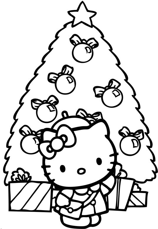 Hello Kitty Coloring Pages Cartoons Hello Kitty Christmas Tree Printable 2020 3236 Coloring4free